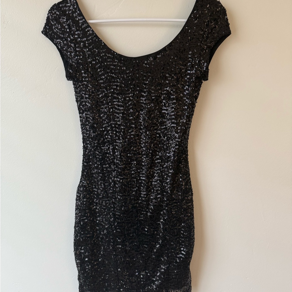 H&M Black and Silver Sequin Bodycon Mini Dress